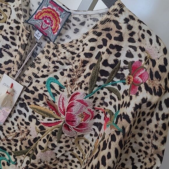 $295 JOHNNY WAS XL NEW LEOPARD EMBROIDERED MAISIE TUNIC DRESS extra large NWT - Picture 9 of 13